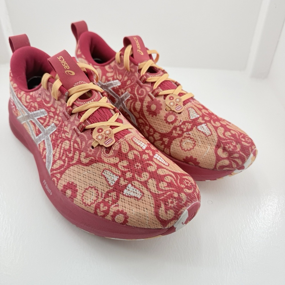 ASICS Noosa Tri 16 Mens 12 Red Orange Paisley Running Shoes Marathon Sneakers - Picture 6 of 11